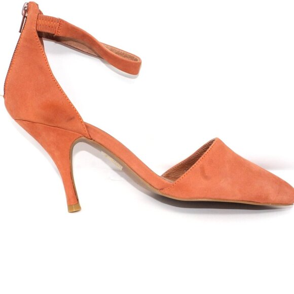 Jeffrey Campbell Womens Sz 9.5 Orange Rust Suede Pointed Toe Ankle Strap Heels - Picture 6 of 11